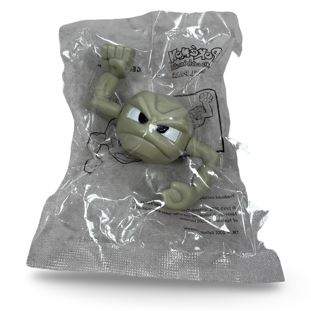 Vintage 2001 Pokemon Kellogg's Bowl Pals Geodude Figure Sealed Gray Nintendo